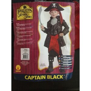 NEW Rubie's Deluxe Pirate Costume Kids Captain Black SZ 8-10, Age 5-7 (A)